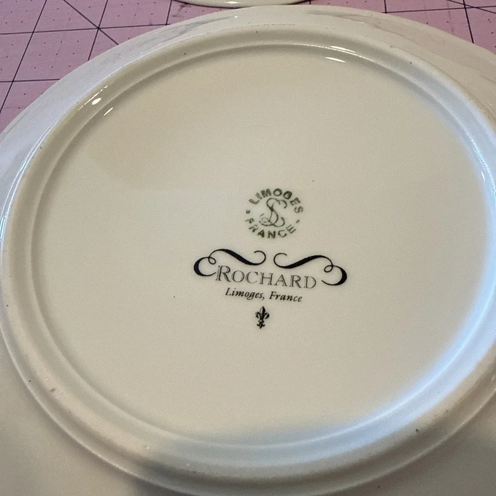 Rochard Limoges Dessert/salad Plates Fruit Design made in France Signed set of 4